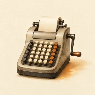 Illustration: mechanical adding machine - accounting and tax answering service